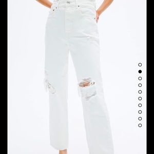 ZARA The Bliss Straight White Denim Jeans USA 6